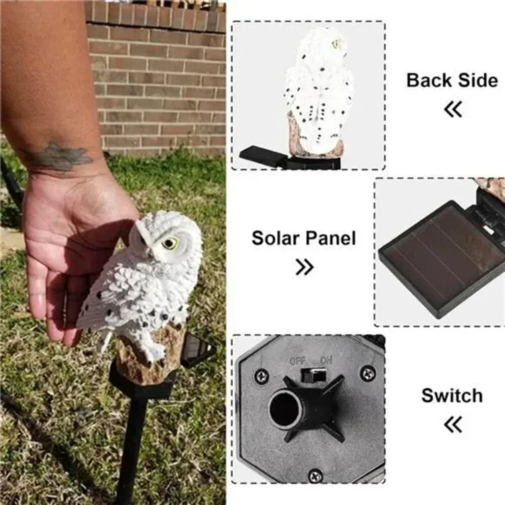Garden Solar Light Outdoor Decor, Resin Owl Solar LED Light with Stake